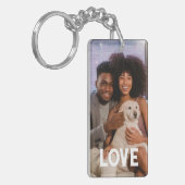 写真とパーソナライズされた文字の写真コラージュ キーホルダー (正面左)