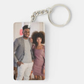 写真とパーソナライズされた文字の写真コラージュ キーホルダー (裏面)