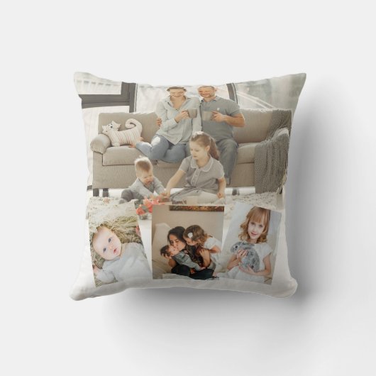 写真とパーソナライズされた文字の写真コラージュ クッション (裏面)