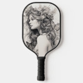 写真とパーソナライズされた文字の写真コラージュ ピックルボールラケット (裏面)