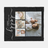 写真とパーソナライズされた文字の写真コラージュ フリースブランケット (正面(横))
