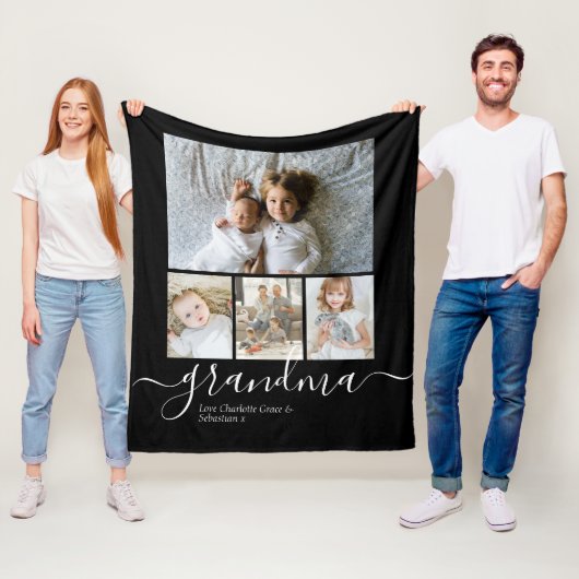 写真とパーソナライズされた文字の写真コラージュ フリースブランケット (インサイチュ)