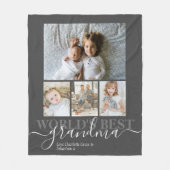 写真とパーソナライズされた文字の写真コラージュ フリースブランケット (正面)