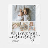 写真とパーソナライズされた文字の写真コラージュ フリースブランケット (正面)