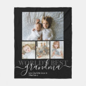写真とパーソナライズされた文字の写真コラージュ フリースブランケット (正面)