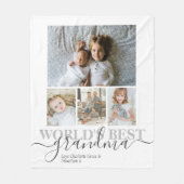 写真とパーソナライズされた文字の写真コラージュ フリースブランケット (正面)