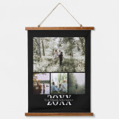 写真とパーソナライズされた文字の写真コラージュ 吊り下げ型タペストリー (正面)