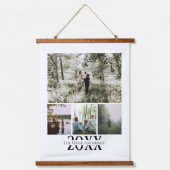 写真とパーソナライズされた文字の写真コラージュ 吊り下げ型タペストリー (正面)