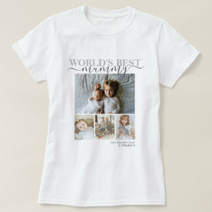 写真とパーソナライズされた文字の写真コラージュ Tシャツ