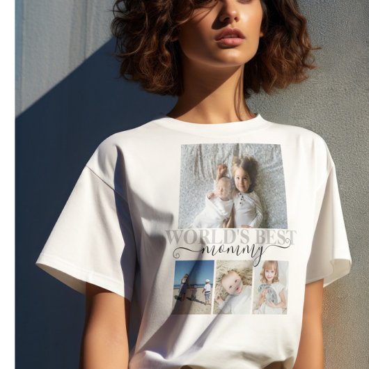 写真とパーソナライズされた文字の写真コラージュ Tシャツ