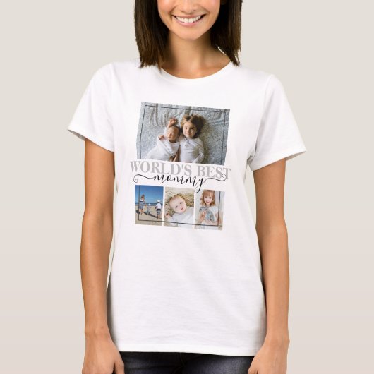 写真とパーソナライズされた文字の写真コラージュ Tシャツ (正面)