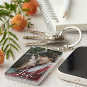 写真とパーソナライズされた文字アクリル系キーチェーン キーホルダー (正面右)