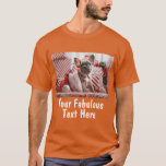 写真とパーソナライズされた文字オレンジ Tシャツ<br><div class="desc">写真とパーソナライズされた文字トレンディーボホオレンジTシャツ</div>