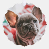 写真とパーソナライズされた文字クリスマスツリー オーナメントカード (正面)