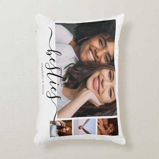 写真とパーソナライズされた文字フォトコラージュの友だち アクセントクッション (正面(垂直))