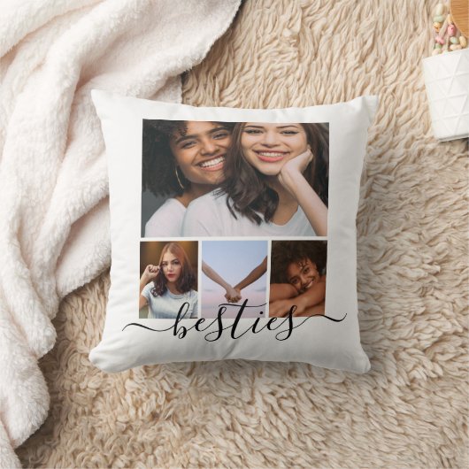 写真とパーソナライズされた文字フォトコラージュの友だち クッション (ブランケット)