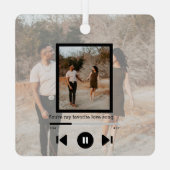 写真とパーソナライズされた文字ミュージックプレーヤー メタルオーナメント (裏面)