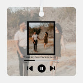 写真とパーソナライズされた文字ミュージックプレーヤー メタルオーナメント (正面)