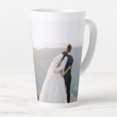 写真とパーソナライズされた文字ラテマグセージグリーン カフェラテマグ (右アングル)