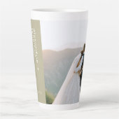 写真とパーソナライズされた文字ラテマグセージグリーン カフェラテマグ (正面)