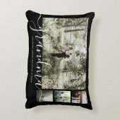 写真とパーソナライズされた文字写真コラージュ家族 アクセントクッション (裏面(縦))