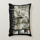 写真とパーソナライズされた文字写真コラージュ家族 アクセントクッション (正面(垂直))