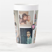 写真とパーソナライズされた文字写真コラージュ家族 カフェラテマグ (正面)
