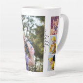 写真とパーソナライズされた文字写真コラージュ家族 カフェラテマグ (右アングル)