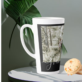 写真とパーソナライズされた文字写真コラージュ家族 カフェラテマグ