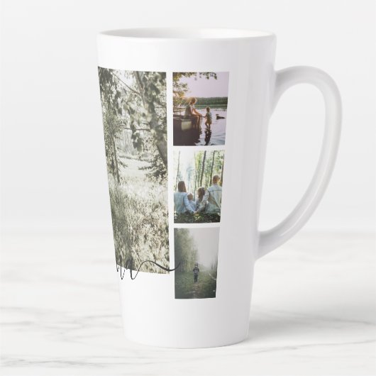 写真とパーソナライズされた文字写真コラージュ家族 カフェラテマグ (右)