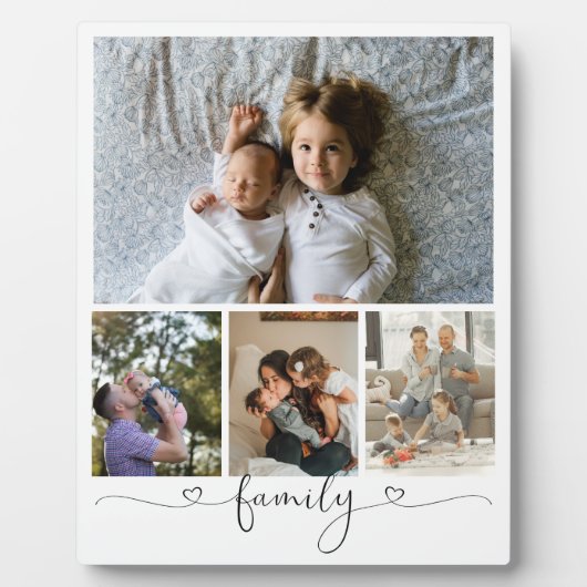 写真とパーソナライズされた文字写真コラージュ家族 フォトプラーク (正面)