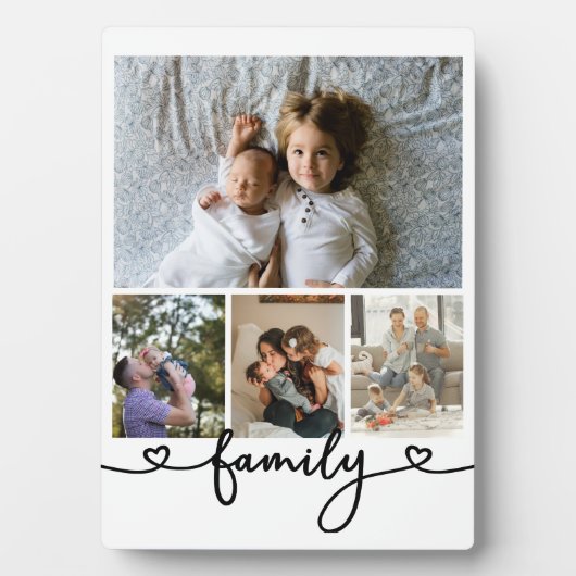 写真とパーソナライズされた文字写真コラージュ家族 フォトプラーク (正面)