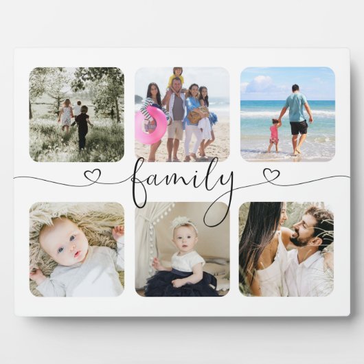 写真とパーソナライズされた文字写真コラージュ家族 フォトプラーク (正面)
