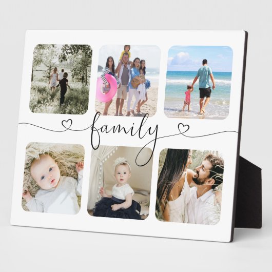 写真とパーソナライズされた文字写真コラージュ家族 フォトプラーク (側面)
