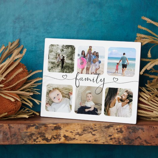 写真とパーソナライズされた文字写真コラージュ家族 フォトプラーク (側面)