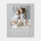 写真とパーソナライズされた文字写真コラージュ家族 フリースブランケット (正面)