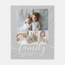 写真とパーソナライズされた文字写真コラージュ家族 フリースブランケット