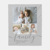 写真とパーソナライズされた文字写真コラージュ家族 フリースブランケット (正面)