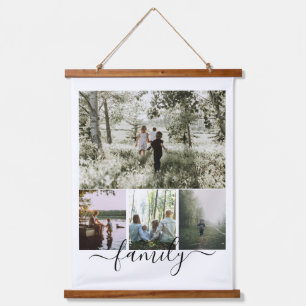 写真とパーソナライズされた文字写真コラージュ家族 吊り下げ型タペストリー