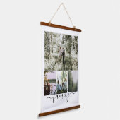 写真とパーソナライズされた文字写真コラージュ家族 吊り下げ型タペストリー (傾斜あり)