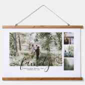 写真とパーソナライズされた文字写真コラージュ家族 吊り下げ型タペストリー (正面)