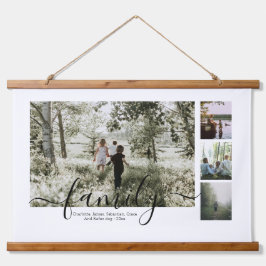 写真とパーソナライズされた文字写真コラージュ家族 吊り下げ型タペストリー