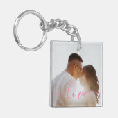 写真とパーソナライズされた文字写真コラージュKeychain キーホルダー (正面左)