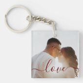 写真とパーソナライズされた文字写真コラージュKeychain キーホルダー (正面)