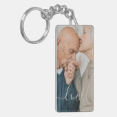写真とパーソナライズされた文字写真コラージュKeychain キーホルダー (正面左)