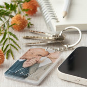 写真とパーソナライズされた文字写真コラージュKeychain キーホルダー (正面右)