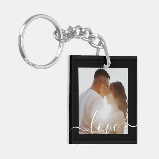 写真とパーソナライズされた文字写真コラージュKeychain キーホルダー (正面左)