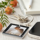 写真とパーソナライズされた文字写真コラージュKeychain キーホルダー (正面右)