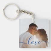 写真とパーソナライズされた文字写真コラージュKeychain キーホルダー (正面)