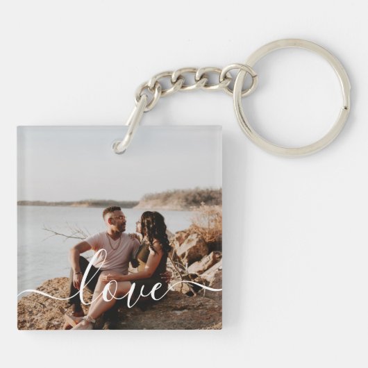 写真とパーソナライズされた文字写真コラージュKeychain キーホルダー (裏面)